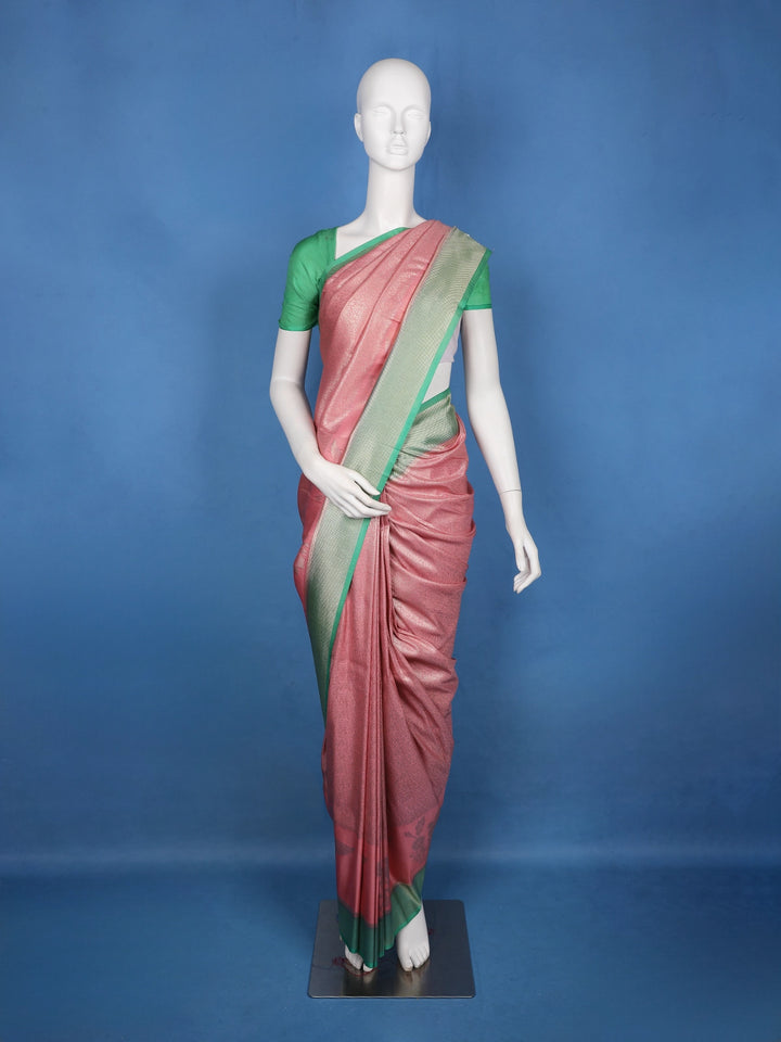 Dark Pink Floral Design Silk Saree - Diadem