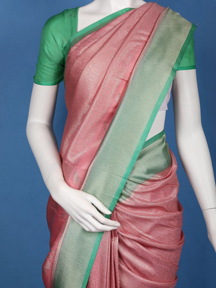 Dark Pink Floral Design Silk Saree - Diadem