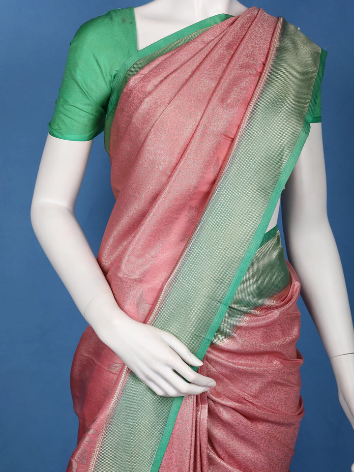Dark Pink Floral Design Silk Saree - Diadem