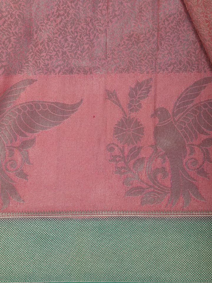 Dark Pink Floral Design Silk Saree - Diadem