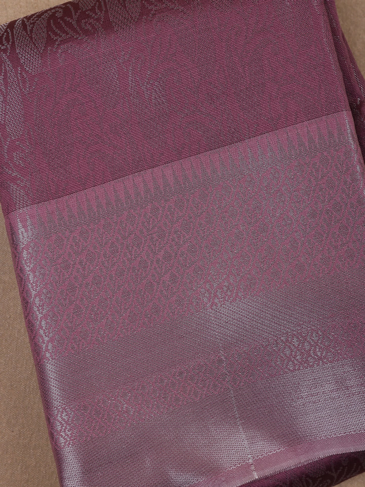 Dark Pink Floral Designed Fancy Art Silk Saree - Diadem