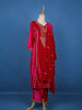 Dark Pink Floral Designed Velvet Salwar Suit - Diadem