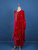 Dark Pink Floral Designed Velvet Salwar Suit - Diadem