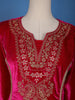 Dark Pink Floral Designed Velvet Salwar Suit - Diadem