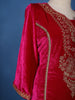 Dark Pink Floral Designed Velvet Salwar Suit - Diadem