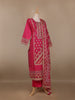 Dark Pink Floral Printed Cotton Salwar Suit - Diadem