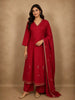 Dark Pink Floral Thread Embroidered Design Cotton Salwar Suit