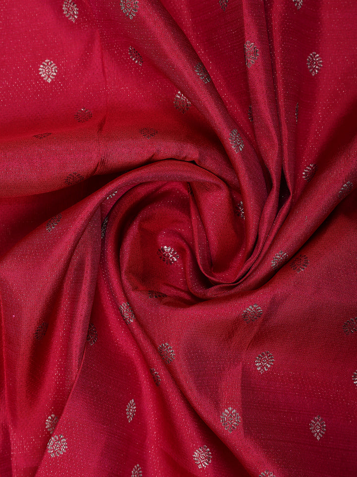 Dark Pink Floral Woven Pure Kanchipuram Silk Saree - Diadem
