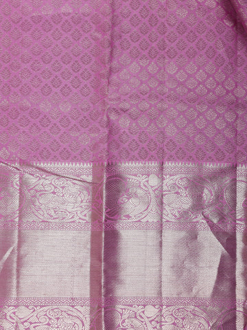 Dark Pink Floral Woven Pure Kanchipuram Silk Saree - Diadem