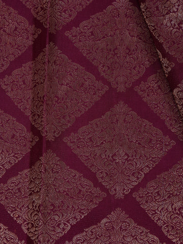 Dark Pink Floral Woven Pure Kanchipuram Silk Saree - Diadem