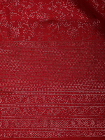 Dark Pink Floral Woven Pure Kanchipuram Silk Saree - Diadem