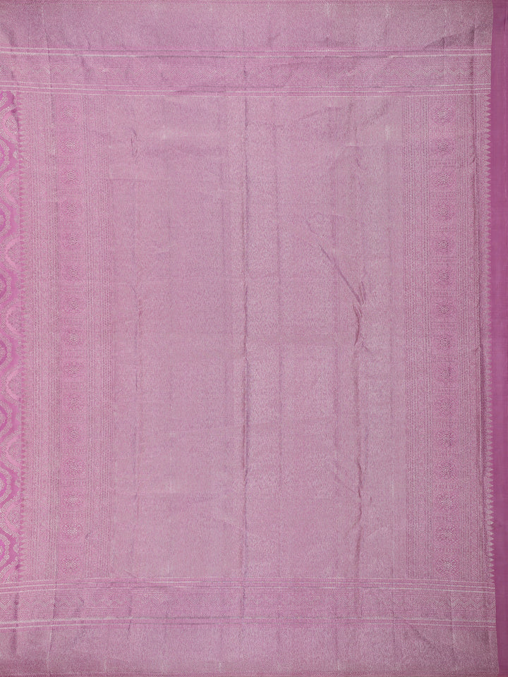 Dark Pink Floral Woven Pure Kanchipuram Silk Saree - Diadem
