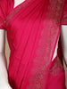 Dark Pink Solid Satin Fancy Saree with Designed Border - Diadem