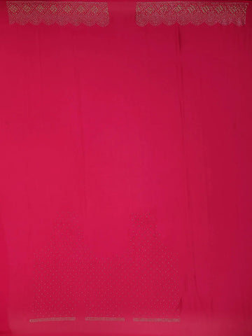 Dark Pink Solid Satin Fancy Saree with Designed Border - Diadem
