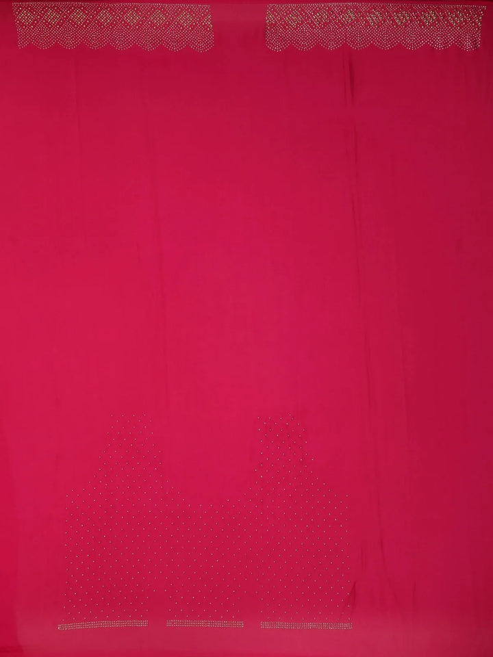 Dark Pink Solid Satin Fancy Saree with Designed Border - Diadem
