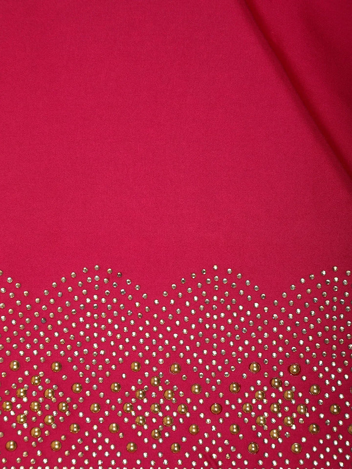 Dark Pink Solid Satin Fancy Saree with Designed Border - Diadem