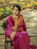 Dark Pink Stripes Woven Pure Kanchipuram Silk Bridal Saree - Diadem