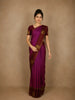 Dark Pink and Violet Checks Woven Pure Kanchipuram Silk Saree