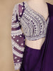 Dark Purple Embroidery Semi Silk Ready To Wear Saree with Designer Blouse - Diadem