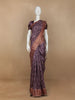 Dark Purple Floral Designed Chanderi Cotton Saree - Diadem