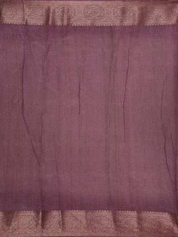 Dark Purple Floral Designed Chanderi Cotton Saree - Diadem