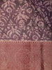 Dark Purple Floral Designed Chanderi Cotton Saree - Diadem