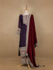 Dark Purple Floral Designed Crepe Anarkali Salwar Suit - Diadem