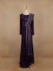 Dark Purple Floral Designed Crepe Gown - Diadem