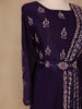 Dark Purple Floral Designed Crepe Gown - Diadem