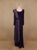 Dark Purple Floral Designed Crepe Gown - Diadem