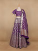 Dark Purple Floral Embroidered Banarasi Silk Lehenga for Bridesmaid - Diadem