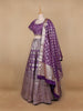 Dark Purple Floral Embroidered Banarasi Silk Lehenga for Bridesmaid - Diadem