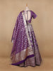 Dark Purple Floral Embroidered Banarasi Silk Lehenga for Bridesmaid - Diadem