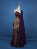 Dark Purple Floral Embroidery Tissue Silk Palazzo Salwar Suit - Diadem