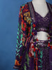Dark Purple Floral Printed Chifforn Lehenga - Diadem
