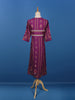 Dark Purple Floral Printed Semi Silk Kurti - Diadem