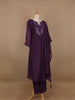 Dark Purple Mirror Worked Cotton Salwar Suit