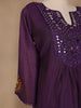 Dark Purple Mirror Worked Cotton Salwar Suit