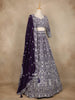 Dark Purple Net Floral Designed Party Wear Lehenga - Diadem