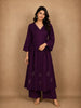 Dark Purple Solid Woven Design Cotton Co-ord Set