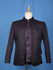 Dark Purple Textured Jacquard Men's Suit with Metallic Chain Brooch