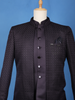 Dark Purple Textured Jacquard Men's Suit with Metallic Chain Brooch