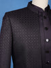 Dark Purple Textured Jacquard Men's Suit with Metallic Chain Brooch