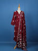 Dark Red Abstract Designed Cotton Salwar Suit - Diadem