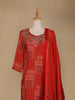 Dark Red Abstract Printed Semi Silk Salwar Suit - Diadem