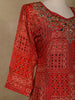 Dark Red Abstract Printed Semi Silk Salwar Suit - Diadem