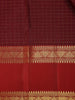 Dark Red Checkered Designed Pure Kanchipuram Silk Saree