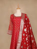 Dark Red Floral Butta Banarasi Anarkali Salwar suit - Diadem