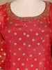 Dark Red Floral Butta Banarasi Anarkali Salwar suit - Diadem