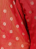 Dark Red Floral Butta Banarasi Anarkali Salwar suit - Diadem